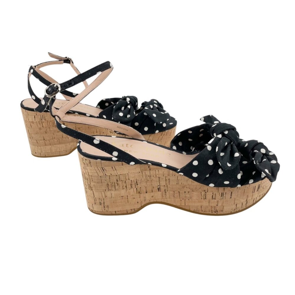 Kate Spade Julep Polka Dot Knot Cork Platform Wedges Womens 10B Preppy Coastal - Picture 3 of 9
